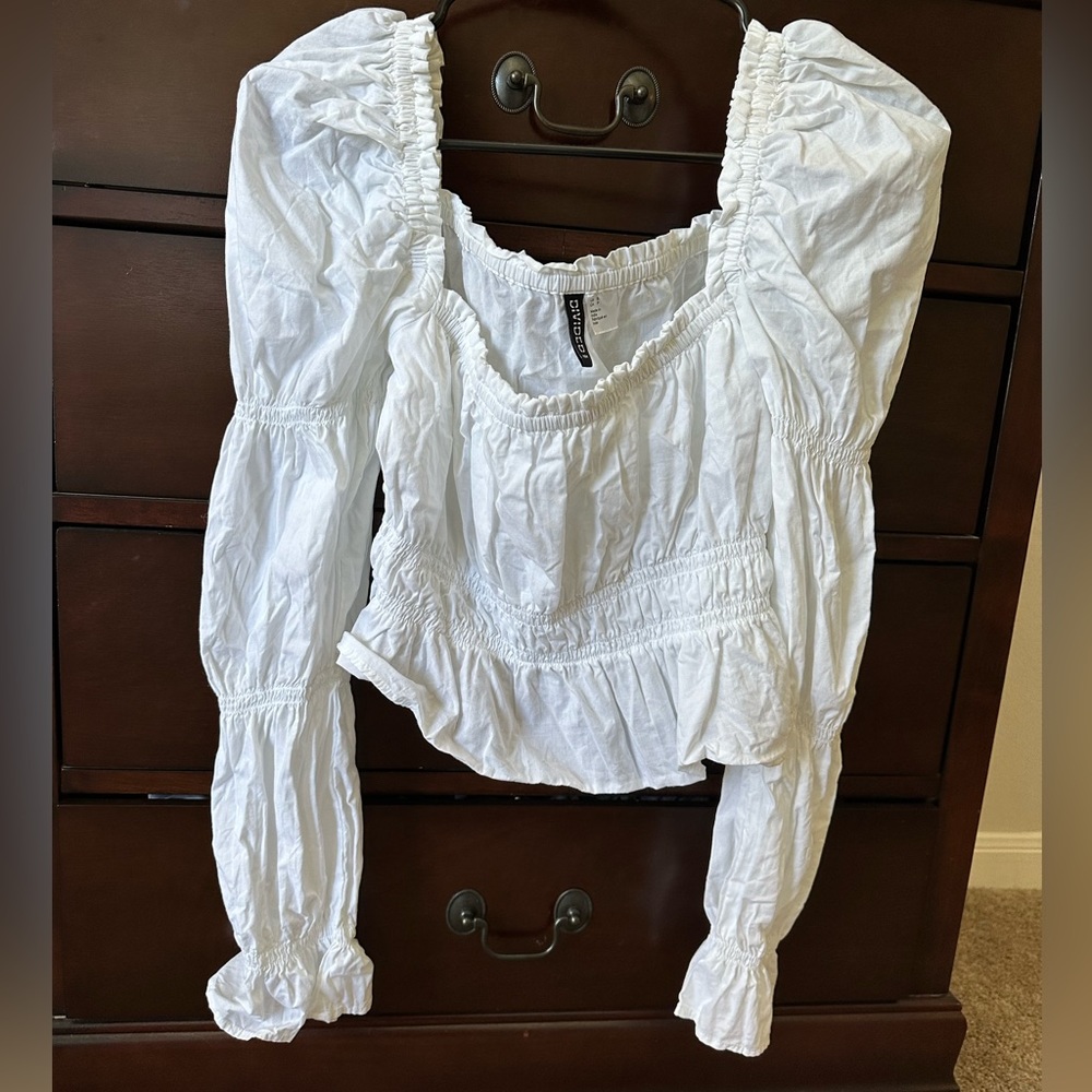 H and M off the shoulder; white top. Size small